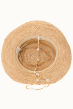 Raffia Straw Crochet Sun Hat with Shell Chin Cord