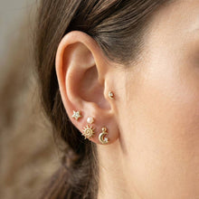 Stars Moon Sun 5 Pair Stud Earrings Set - Gold/Cream