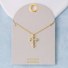 Cz Studded Cross Pendant Necklace