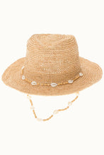 Raffia Straw Crochet Sun Hat with Shell Chin Cord