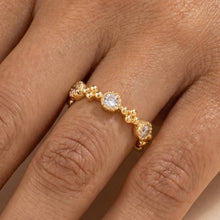 Beaded Bezel Cz Station Band Ring: GDCRY