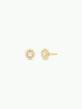 Sun Stud - White Opal - Gold Earrings