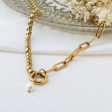 18K Gold PVD Stainless Steel Freshwater Pearl Charm: Bar Stainless Steel Silver