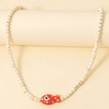 Ceramic Fish Pendant Ball Beaded Necklace - White