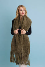 Ultra Soft Boucle Fringe Blanket Scarf - Olive