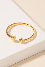 Gold Dipped Delicate Double Heart Open Ring - Silver