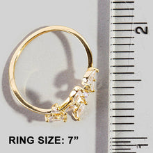 Gold Dipped Floral Spray Cz Open Ring: Silver
