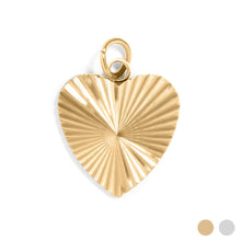 18K Gold PVD Stainless Steel Sunburst Heart Charm Bar - Gold