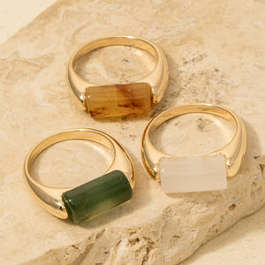 Rectangle Resin Stone Ring - Size 6.5