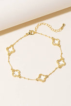 Clear Clover Chain Bracelet - Gold