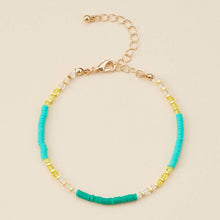Rubber & Glass Beaded Basic Anklet: Green
