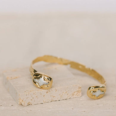 Pearl Cross Cuff Bracelet