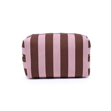 Essential Stripe Cosmetic & Travel Organizer Pouch: Pink Brown