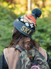 Ski Club Beanie Winter Knit Hat with Pom Pom for Skiing and Snow Sports