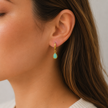Teardrop Charm Hoop - Amazonite