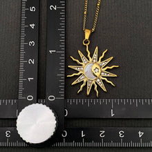 CZ Sun Pendant 18K Golden Stainless Steel Necklace