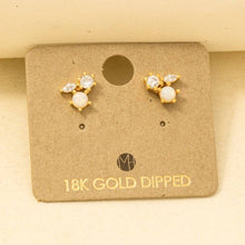Mini Triple Rhinestone Stud Earring - Gold