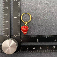 Strawberry Charm 18K Gold Plated SS Huggie Earrings