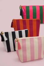 Striped Tassel Makeup Pouch - Pink/Ivory