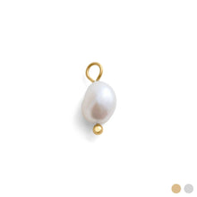 18K Gold PVD Stainless Steel Freshwater Pearl Charm: Bar Stainless Steel Silver