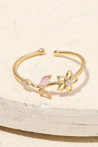 Flower Leaf Adjustable Ring - Gold