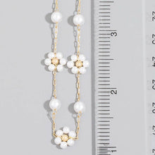 Station Pearl Beaded Flowers Chain Necklace