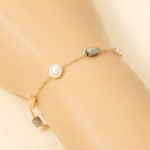 Pearl And Faceted Beads Dainty Chain Bracelet