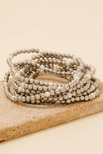 Layered Pearl And Metallic Beaded Bracelet Set - Silver