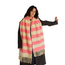 Blue-Brown Stripe Scarf - Thick Winter Wrap
