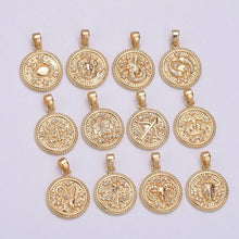 18K Gold Filled Zodiac Horoscope Sign Constellation Medallion Pendant Charm Textured Coin Decorative Edge for Necklace Jewelry Making | A-A1761-A-A1766: Cancer