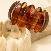 Large Oval Acetate Resin Elastic Bracelet - Tortoise