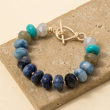 Mixed Faceted And Marble Resin Disc Beaded Toggle Bracelet