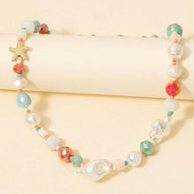 Pearl And Starfish Mixed Beaded Necklace - Gold