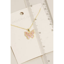 Sterling Silver Pink Cz Butterfly Pendant Necklace - Gold