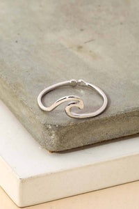 Gold Dipped Wave Cutout Adjustable Ring - R