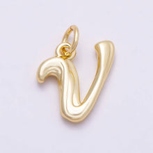 16K Gold Filled 14mm Minimalist Molten Alphabet Initial Letter Charm Bar | Charms-00908 ~ Charms-00933: Letters Set