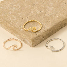 Gold Dipped Wave Cutout Adjustable Ring: Silver