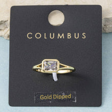 Gold Dipped Split Shank Step Cut Bezel Cz Ring: 7 GOLD