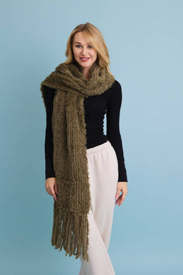 Ultra Soft Boucle Fringe Blanket Scarf - Olive