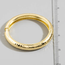 Hammered Dome Hinged Bangle Bracelet - Gold