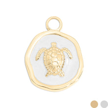 18K Gold PVD Sea Turtle Epoxy Charm: Stainless Steel Silver