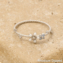 Delicate Gold Dipped Cz Enamel Flower Ring