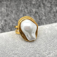 Baroque Pearl 18K Gold Plated Stainless Steel Ring