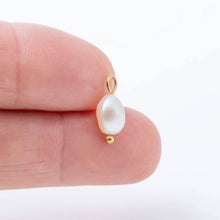 18K Gold PVD Stainless Steel Freshwater Pearl Charm: Bar Stainless Steel Silver