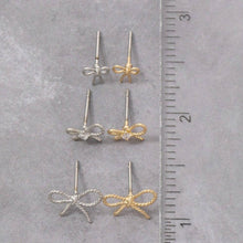 Dainty Bows Stud Earrings Set - Silver