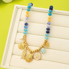Nautical Blue Beaded Sealife Charm Necklace