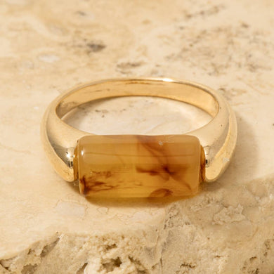 Rectangle Resin Stone Ring - Size 6.5