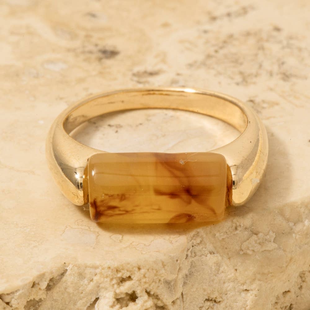 Rectangle Resin Stone Ring - Size 6.5