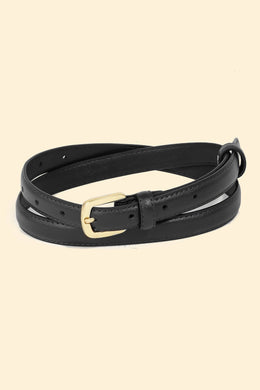 Thin Faux Leather Belt - Black