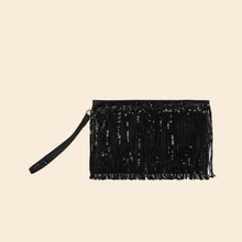 Metallic Sequin Fringe Clutch Bag: SL